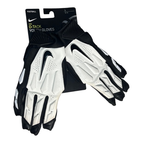 Nike D-Tack 6.0 Football Padded Linesman Gloves White Black Youth Size Large - Picture 2 of 5
